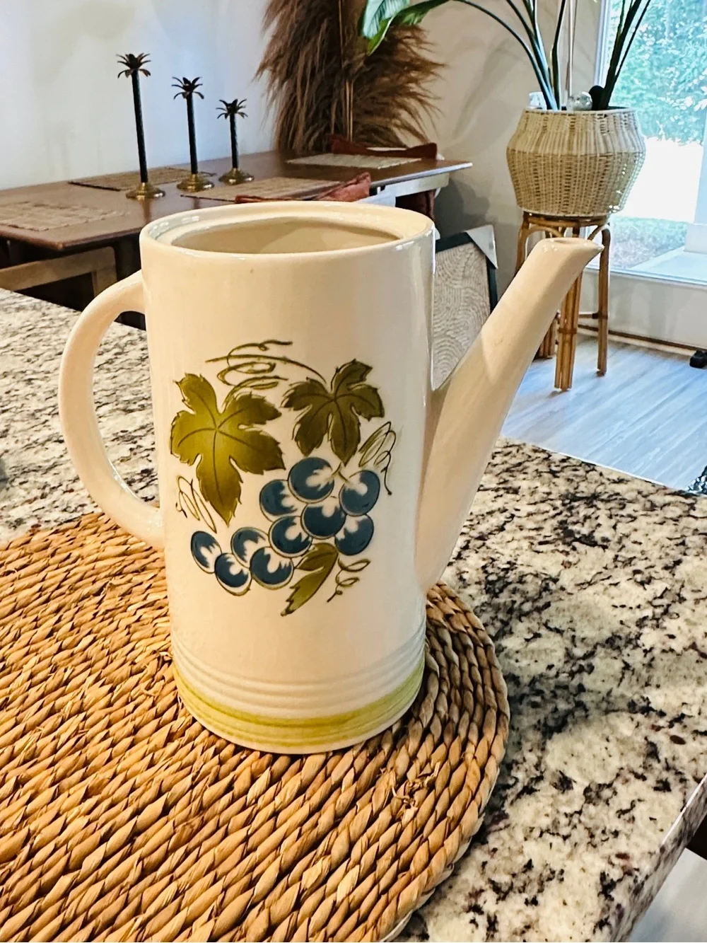 Vintage Ronstone Blue Grapes Ceramic Coffee Pot / Pitcher – Made in Japan - Picture 5 of 6